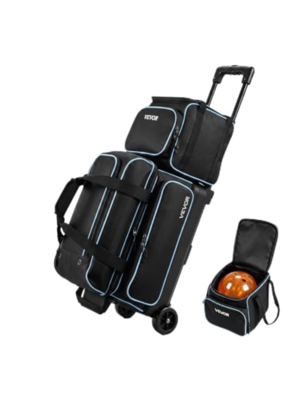 3 Ball Bowling Bag Double Roller with Separate Shoe Compartment